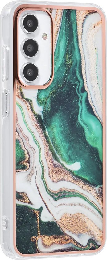 Samsung Galaxy A25 Hoesjes – TPU Backcover – Marmer Design – Groen-Ilumina Benelux