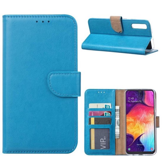 Samsung Galaxy A30S Hoesjes – Portemonnee Hoes – Magneetsluiting – Inclusief 2x Gehard Glas Screenprotector – Turquoise-Ilumina Benelux