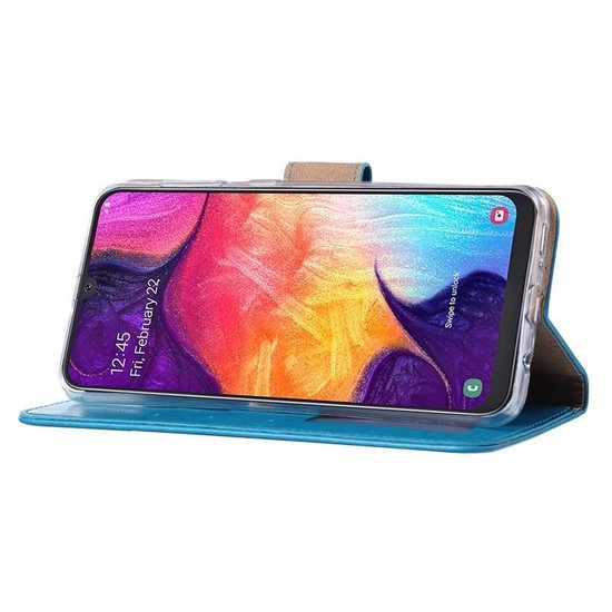 Samsung Galaxy A30S Hoesjes – Portemonnee Hoes – Magneetsluiting – Inclusief 2x Gehard Glas Screenprotector – Turquoise-Ilumina Benelux