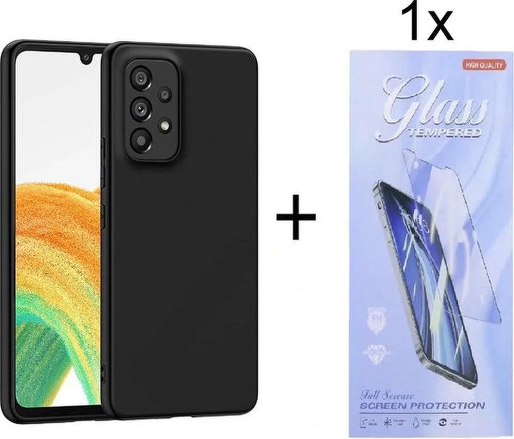 Samsung Galaxy A33 5G Hoesjes – Siliconen Backcover – Soft Touch – Inclusief Screenprotector – Zwart-Ilumina Benelux