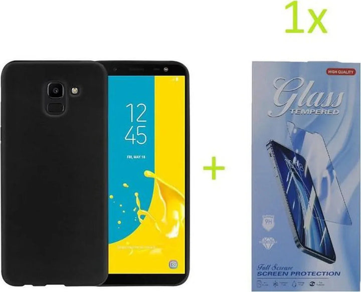 Samsung Galaxy A40 Hoesjes – TPU Siliconen Backcover – Soft Touch – Inclusief Gehard Glas Screenprotector – Zwart-Ilumina Benelux