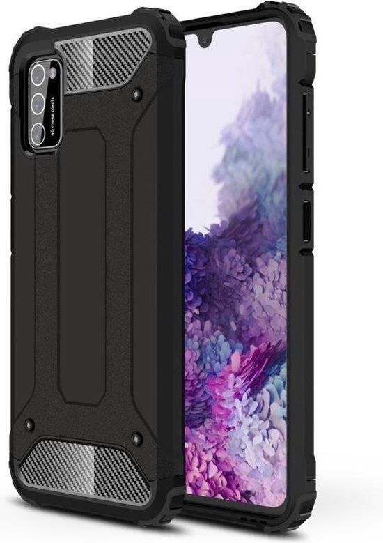 Samsung Galaxy A41 Hoesjes – Armor Hybrid Backcover – Schokbestendig – Zwart-Ilumina Benelux