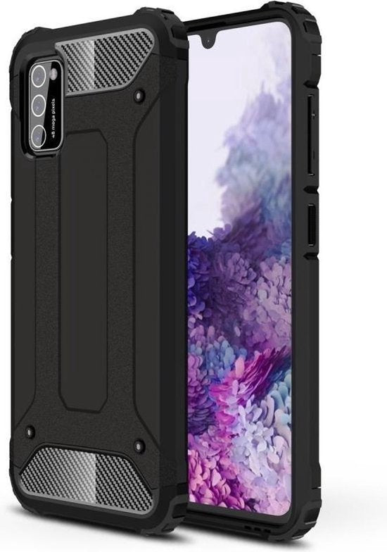 Samsung Galaxy A41 Hoesjes – Heavy Duty Armor Backcover – Schokbestendig – Extra Bescherming – Zwart-Ilumina Benelux