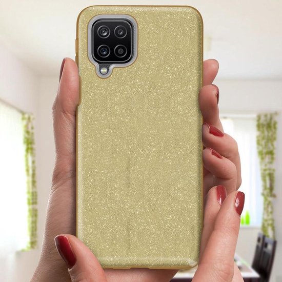 Samsung Galaxy A42 5G Hoesjes – Siliconen TPU Backcover – Glitter BlingBling – Schokbestendig – Goud-Ilumina Benelux