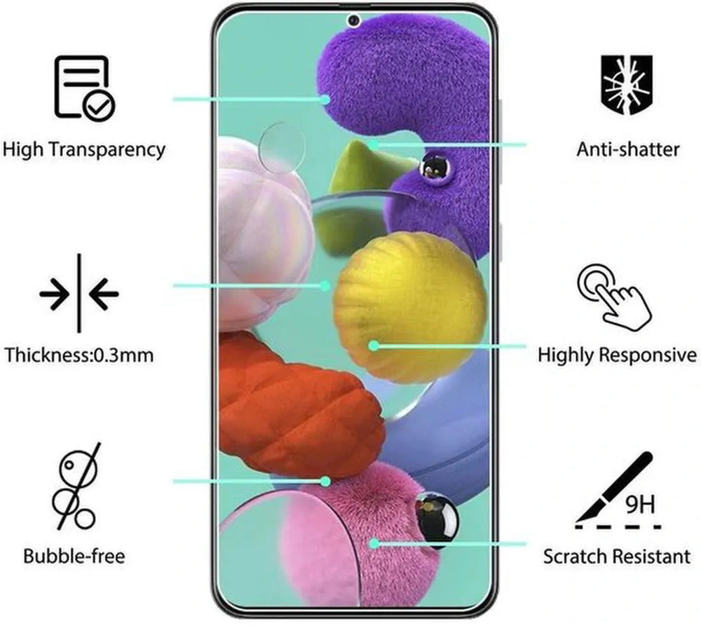 Samsung Galaxy A51 Hoesjes – Bookcase Portemonnee Hoes – Magneetsluiting – 2x Gehard Glas Screenprotector – Zwart-Ilumina Benelux