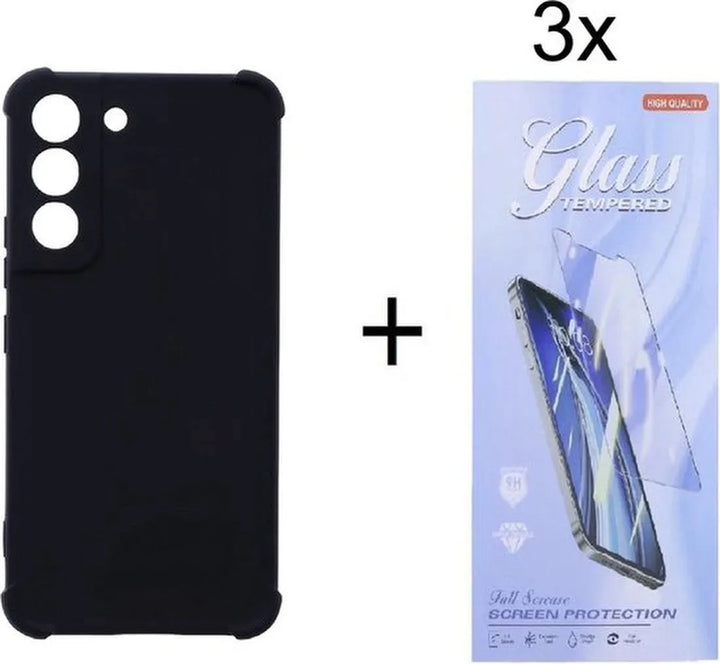 Samsung Galaxy A54 5G Hoesjes – Siliconen Backcover – Schokbestendig – Inclusief 3x Screenprotector – Zwart-Ilumina Benelux