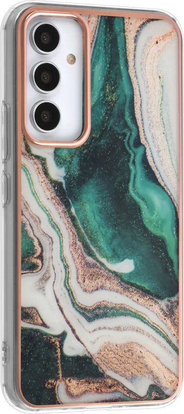 Samsung Galaxy A54 Hoesjes – TPU Backcover – Marmer Design – Groen-Ilumina Benelux