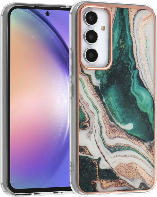 Samsung Galaxy A54 Hoesjes – TPU Backcover – Marmer Design – Groen-Ilumina Benelux