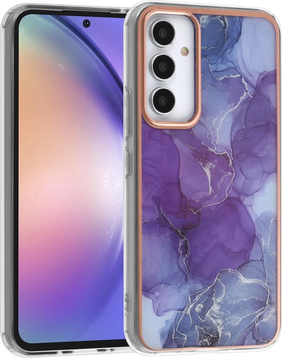 Samsung Galaxy A54 Hoesjes – TPU Backcover – Marmer Design – Paars-Ilumina Benelux