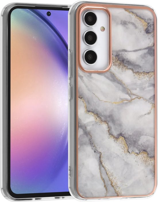 Samsung Galaxy A54 Hoesjes – TPU Backcover – Marmer Design – Wit-Ilumina Benelux