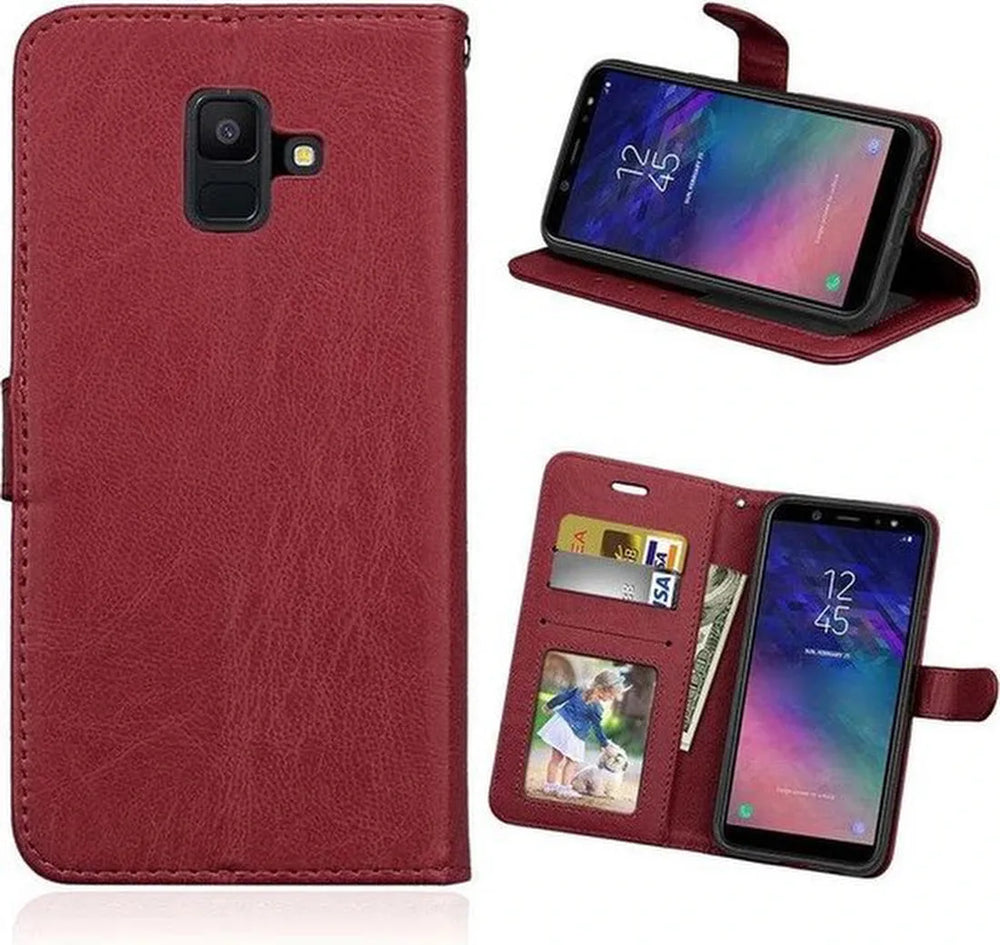 Samsung Galaxy A6 2018 Hoesjes – Portemonnee Hoes – Pasjeshouder – Magneetsluiting – Bruin-Ilumina Benelux