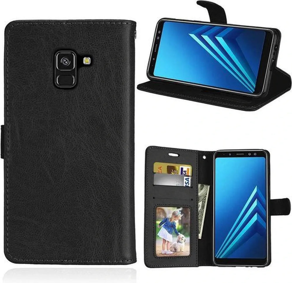 Samsung Galaxy A6 2018 Hoesjes – Portemonnee Hoes – Pasjeshouder – Magneetsluiting – Zwart-Ilumina Benelux
