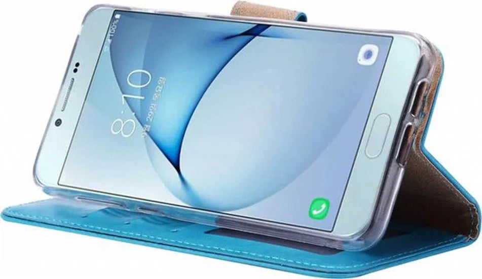 Samsung Galaxy A6 Plus 2018 Hoesjes – Portemonnee Hoes – Magneetsluiting – 2x Gehard Glas Screenprotector – Turquoise-Ilumina Benelux