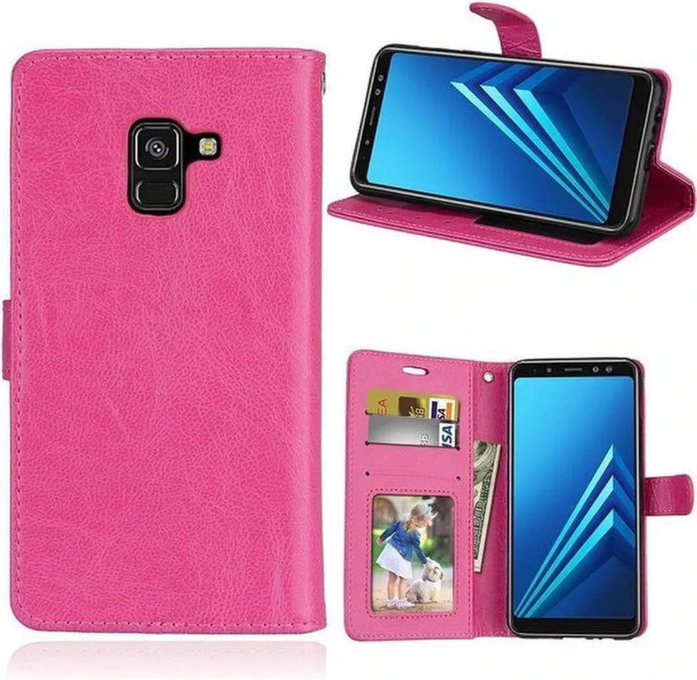 Samsung Galaxy A6 Plus 2018 Hoesjes – Portemonnee Hoes – Pasjeshouder – Magneetsluiting – Roze-Ilumina Benelux