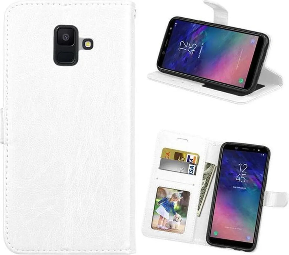 Samsung Galaxy A6 Plus 2018 Hoesjes – Portemonnee Hoes – Pasjeshouder – Magneetsluiting – Wit-Ilumina Benelux