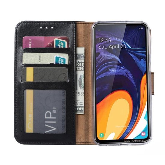 Samsung Galaxy A60 Hoesjes – Portemonnee Hoes – Magneetsluiting – 2x Gehard Glas Screenprotector – Zwart-Ilumina Benelux