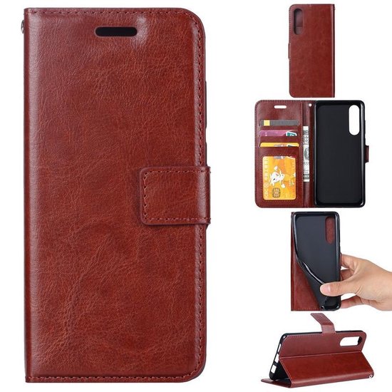 Samsung Galaxy A70/A70S Hoesjes – Portemonnee Hoes – Pasjeshouder – 2x Gehard Glas Screenprotector – Bruin-Ilumina Benelux