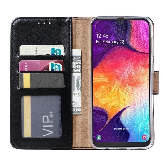 Samsung Galaxy A70/A70S Hoesjes – Portemonnee Hoes – Pasjeshouder – 2x Gehard Glas Screenprotector – Zwart-Ilumina Benelux