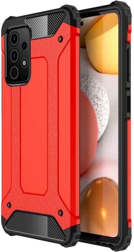 Samsung Galaxy A72 5G Hoesjes – Heavy Duty Armor Backcover – Schokbestendig – Rood-Ilumina Benelux