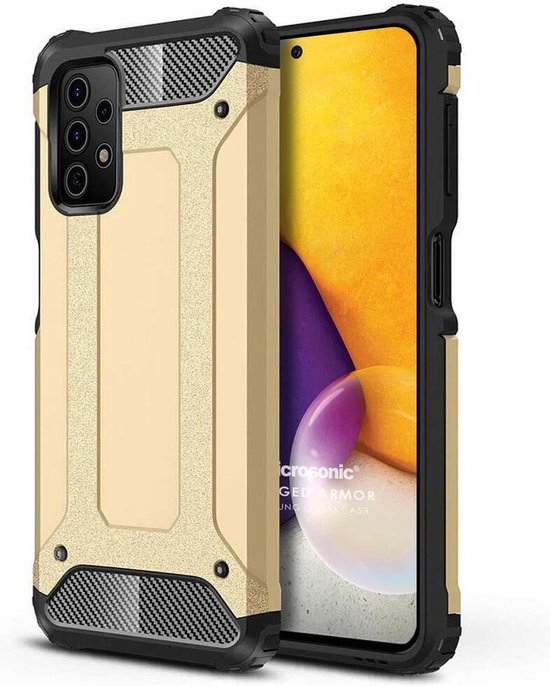 Samsung Galaxy A73 5G Hoesjes – Heavy Duty Armor Backcover – Schokbestendig – Goud-Ilumina Benelux