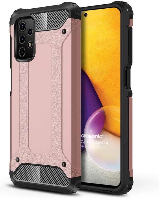 Samsung Galaxy A73 5G Hoesjes – Heavy Duty Armor Backcover – Schokbestendig – Roségoud-Ilumina Benelux