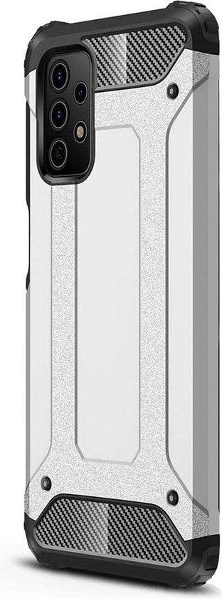 Samsung Galaxy A73 5G Hoesjes – Heavy Duty Armor Backcover – Schokbestendig – Zilver-Ilumina Benelux