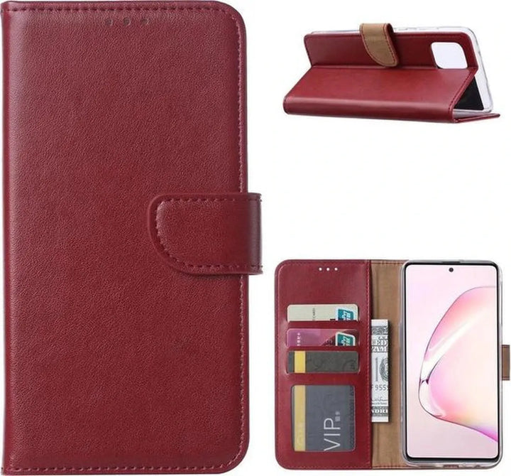 Samsung Galaxy A81 Hoesjes – Portemonnee Hoes – Bookcase – Pasjeshouder – Bordeaux-Ilumina Benelux
