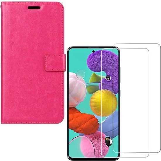 Samsung Galaxy A81 Hoesjes – Portemonnee Hoes – Pasjeshouder – 2x Gehard Glas Screenprotector – Roze-Ilumina Benelux