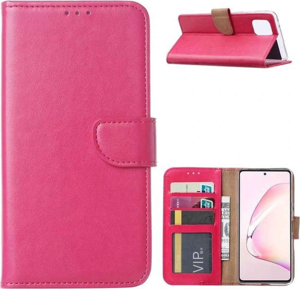 Samsung Galaxy A81 Hoesjes – Portemonnee Hoes – Pasjeshouder – 2x Gehard Glas Screenprotector – Roze-Ilumina Benelux
