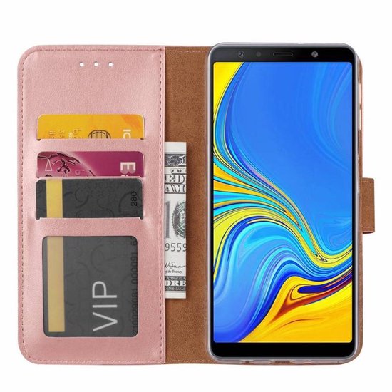 Samsung Galaxy A9 2018 Hoesjes – Portemonnee Hoes – Pasjeshouder – 2x Gehard Glas Screenprotector – Roségoud-Ilumina Benelux