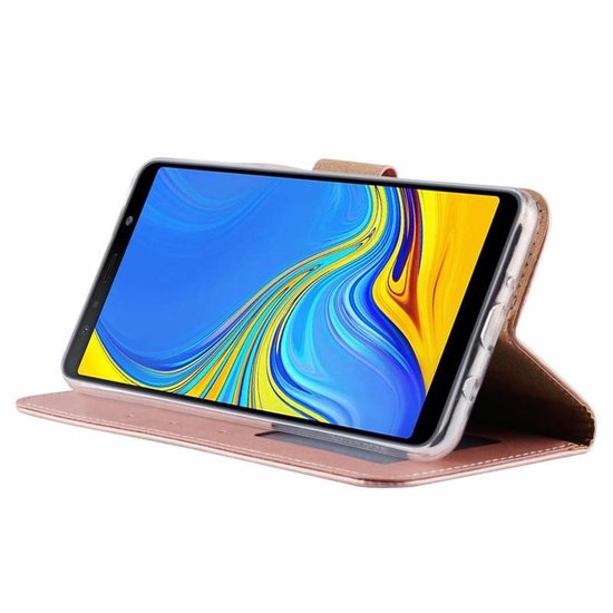 Samsung Galaxy A9 2018 Hoesjes – Portemonnee Hoes – Pasjeshouder – 2x Gehard Glas Screenprotector – Roségoud-Ilumina Benelux