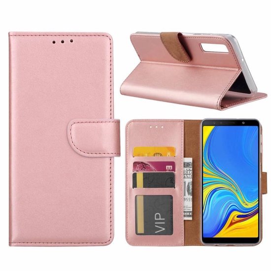Samsung Galaxy A9 2018 Hoesjes – Portemonnee Hoes – Pasjeshouder – 2x Gehard Glas Screenprotector – Roségoud-Ilumina Benelux