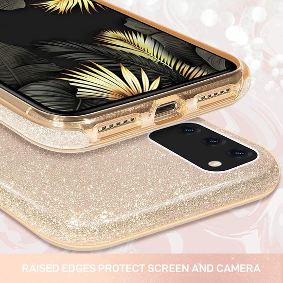 Samsung Galaxy M31S Hoesjes – Siliconen TPU Backcover – Glitter BlingBling Cover – Goud-Ilumina Benelux