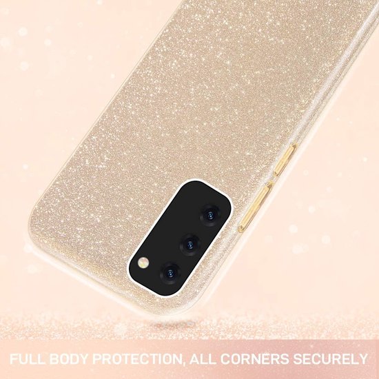 Samsung Galaxy M31S Hoesjes – Siliconen TPU Backcover – Glitter BlingBling Cover – Goud-Ilumina Benelux