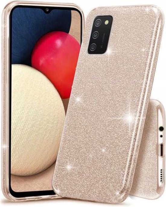 Samsung Galaxy M31S Hoesjes – Siliconen TPU Backcover – Glitter BlingBling Cover – Goud-Ilumina Benelux