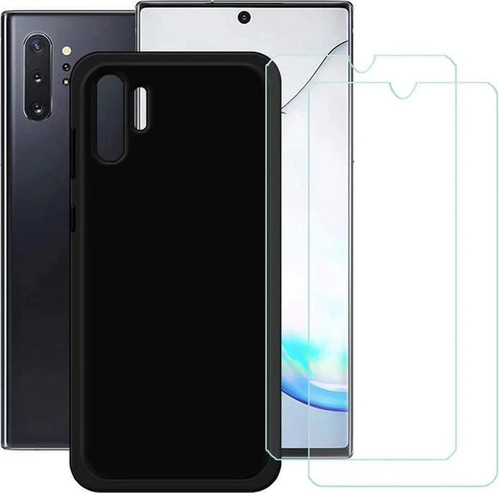 Samsung Galaxy Note 10 Plus Hoesjes – Siliconen TPU Backcover – Soft Touch – Inclusief 2x Screenprotector – Zwart-Ilumina Benelux