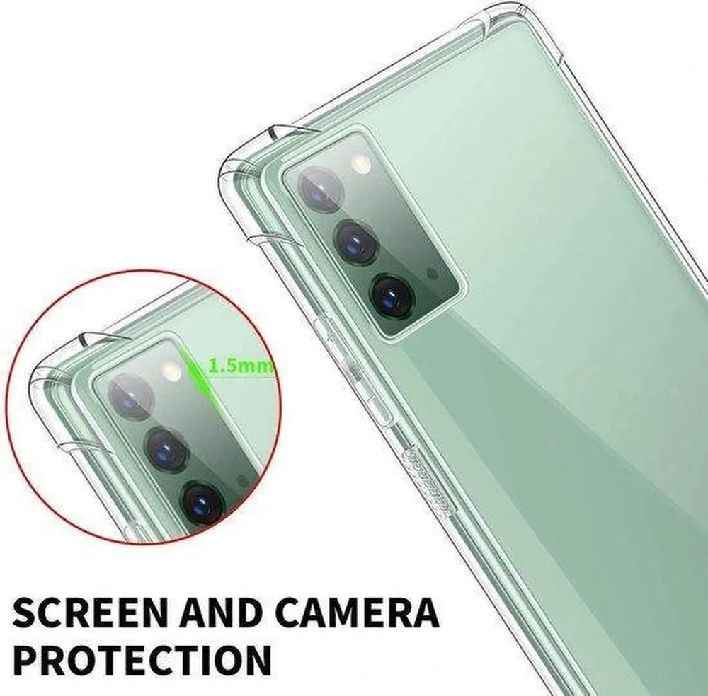 Samsung Galaxy Note 20 Ultra Hoesjes – Siliconen Backcover – Schokbestendig Bumper – Transparant – Incl. Screenprotector-Ilumina Benelux