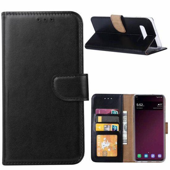 Samsung Galaxy S10 Hoesjes – Bookcase Portemonnee – Magneetsluiting – 2x Gehard Glas Screenprotector – Zwart-Ilumina Benelux