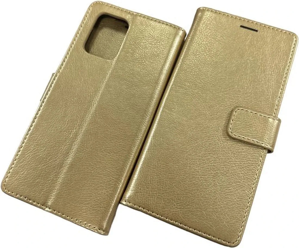 Samsung Galaxy S10 Lite Hoesjes – Portemonnee Hoes – Pasjeshouder – Magneetsluiting – Goud-Ilumina Benelux