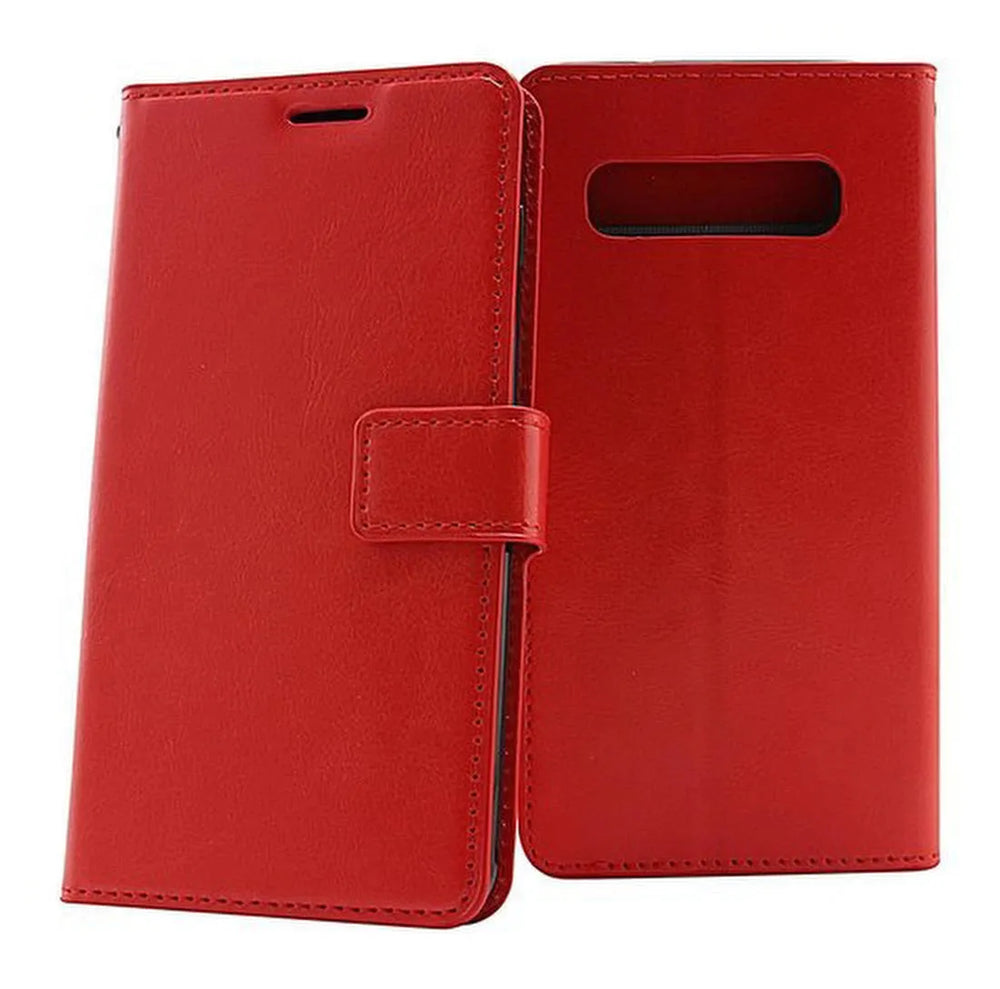 Samsung Galaxy S10 Plus Hoesjes – Portemonnee Hoes – Pasjeshouder – Magneetsluiting – Rood-Ilumina Benelux