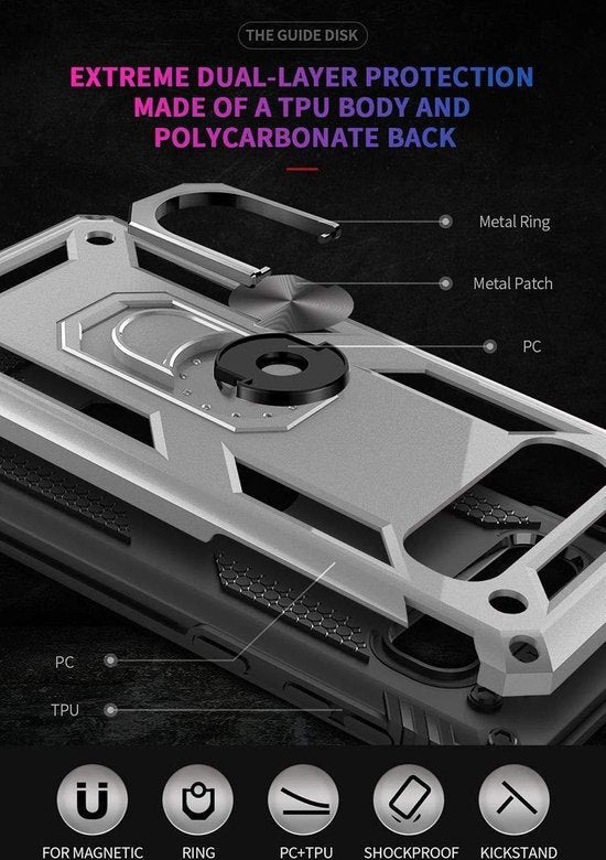 Roségoud Samsung Galaxy S10e Ring Armor backcover met schokbestendige TPU body en PC achterkant.