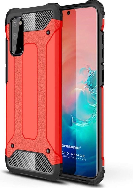 Samsung Galaxy S20 Hoesjes – Heavy Duty Armor Backcover – Schokbestendig – Rood-Ilumina Benelux