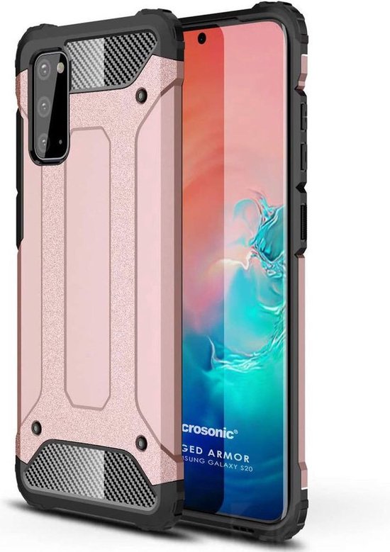 Samsung Galaxy S20 Hoesjes – Heavy Duty Armor Backcover – Schokbestendig – Roségoud-Ilumina Benelux