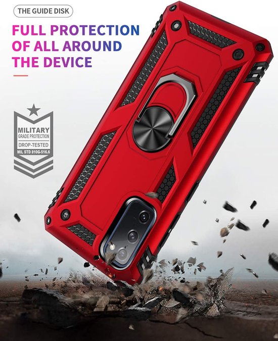 Samsung Galaxy S20 Hoesjes – Ring Armor Backcover – 360° Draaibare Standaard – Magneet – Rood-Ilumina Benelux
