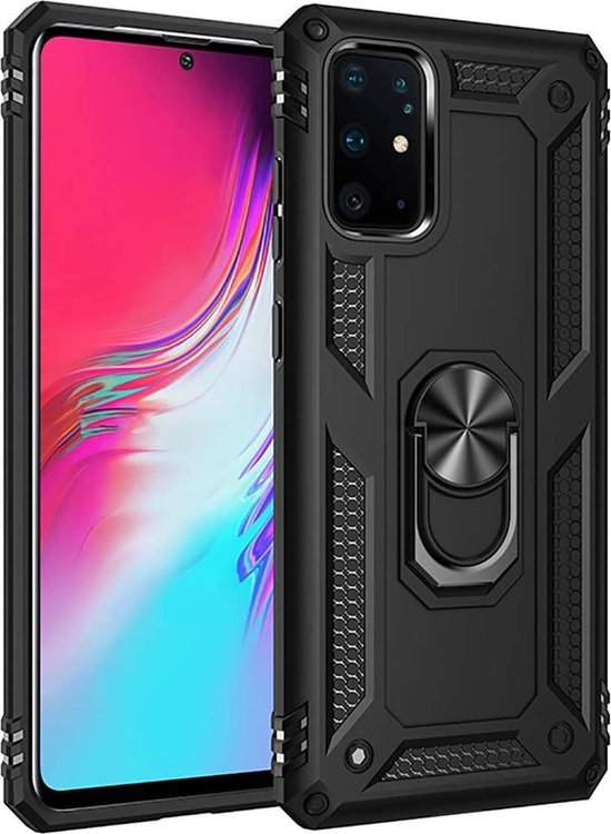 Samsung Galaxy S20 Plus Hoesjes – Rugged Ring Armor Backcover – Schokbestendig – Zwart-Ilumina Benelux