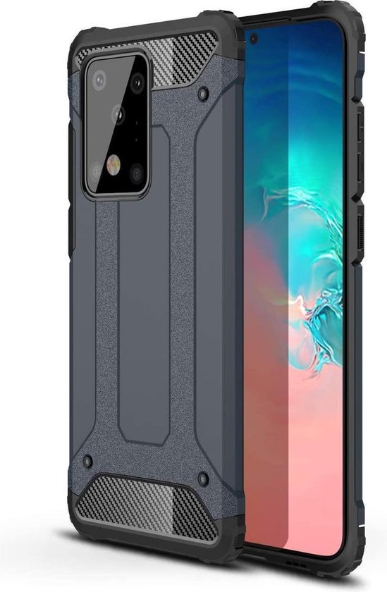 Samsung Galaxy S20 Ultra Hoesjes – Heavy Duty Armor Backcover – Schokbestendig – Blauw-Ilumina Benelux