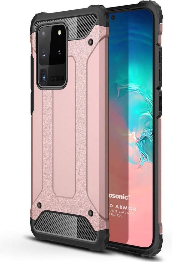 Samsung Galaxy S20 Ultra Hoesjes – Heavy Duty Armor Backcover – Schokbestendig – Roségoud-Ilumina Benelux
