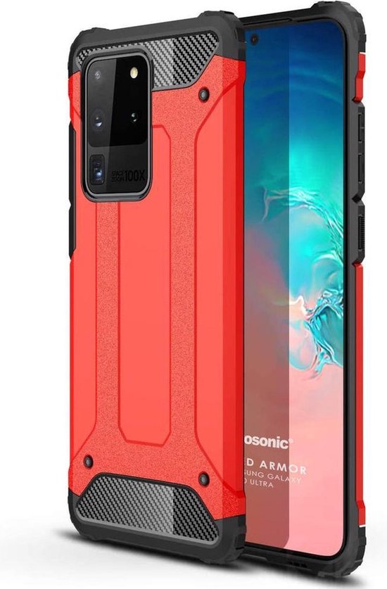 Samsung Galaxy S20 Ultra Hoesjes – Hybride Backcover – Dual Layer Armor Case – Schokbestendig Heavy Duty – Rood-Ilumina Benelux