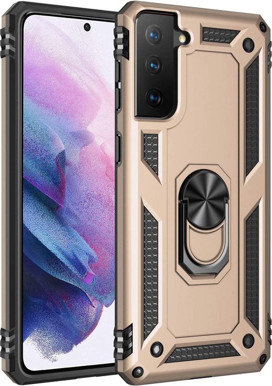 Samsung Galaxy S21 5G Hoesjes – Armor Hybrid Backcover – Schokbestendig – Goud-Ilumina Benelux