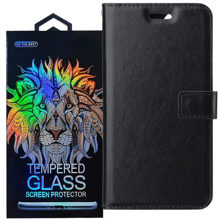 Samsung Galaxy S21 5G Hoesjes – Portemonnee Hoes – Pasjeshouder – 2x Gehard Glas Screenprotector – Zwart-Ilumina Benelux